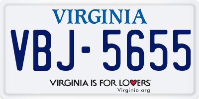 VA license plate VBJ5655