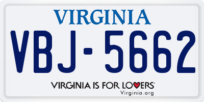 VA license plate VBJ5662