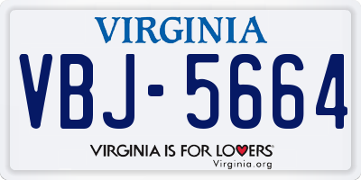 VA license plate VBJ5664