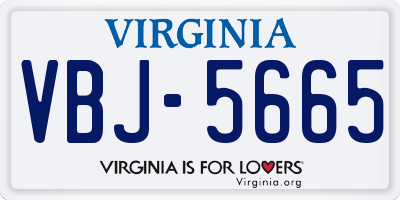 VA license plate VBJ5665