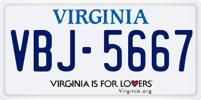 VA license plate VBJ5667