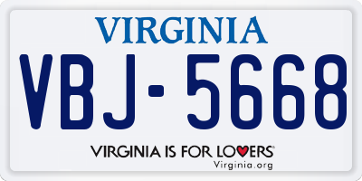 VA license plate VBJ5668