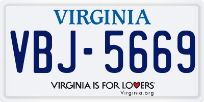 VA license plate VBJ5669