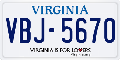 VA license plate VBJ5670