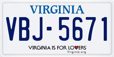VA license plate VBJ5671