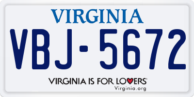 VA license plate VBJ5672