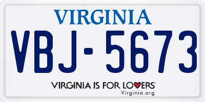 VA license plate VBJ5673
