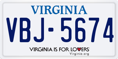 VA license plate VBJ5674