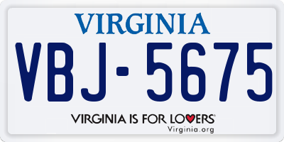 VA license plate VBJ5675