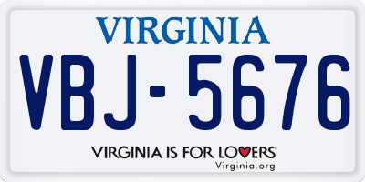 VA license plate VBJ5676
