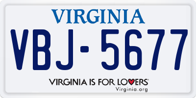 VA license plate VBJ5677