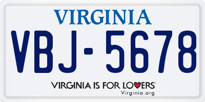 VA license plate VBJ5678