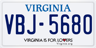 VA license plate VBJ5680