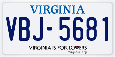 VA license plate VBJ5681