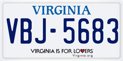 VA license plate VBJ5683