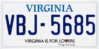 VA license plate VBJ5685