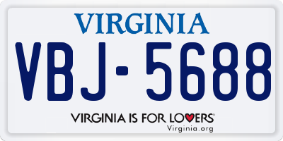 VA license plate VBJ5688
