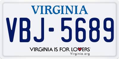 VA license plate VBJ5689