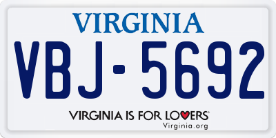 VA license plate VBJ5692