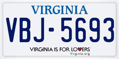 VA license plate VBJ5693