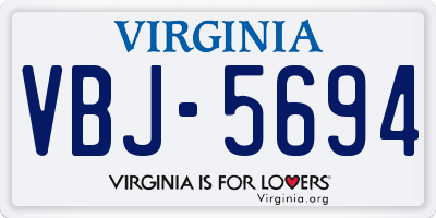 VA license plate VBJ5694