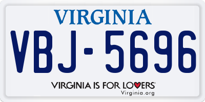 VA license plate VBJ5696