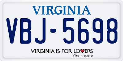 VA license plate VBJ5698