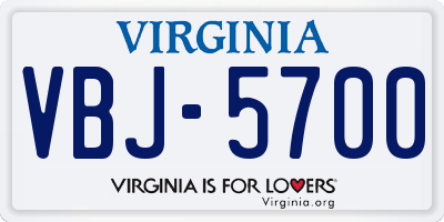 VA license plate VBJ5700