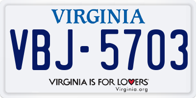 VA license plate VBJ5703