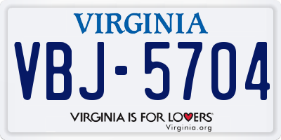 VA license plate VBJ5704