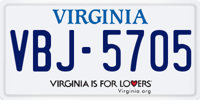 VA license plate VBJ5705