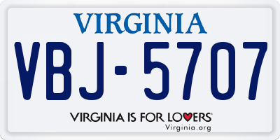 VA license plate VBJ5707
