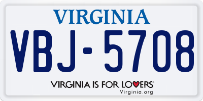 VA license plate VBJ5708
