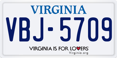 VA license plate VBJ5709