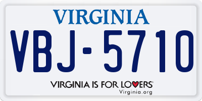 VA license plate VBJ5710