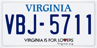 VA license plate VBJ5711