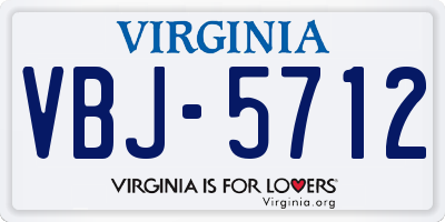 VA license plate VBJ5712