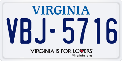 VA license plate VBJ5716