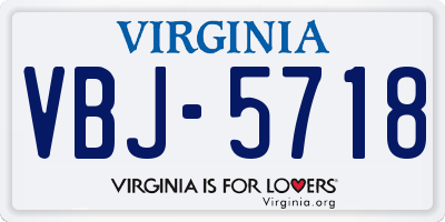 VA license plate VBJ5718