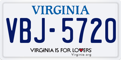 VA license plate VBJ5720