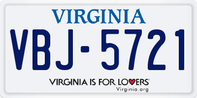 VA license plate VBJ5721