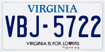 VA license plate VBJ5722
