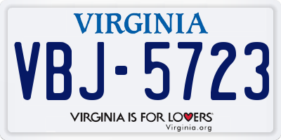 VA license plate VBJ5723