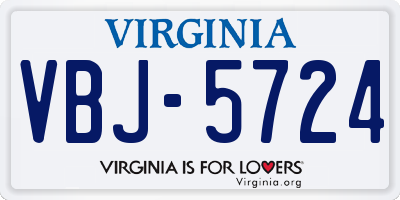 VA license plate VBJ5724