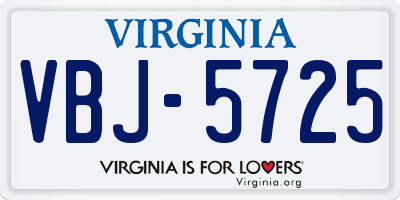 VA license plate VBJ5725