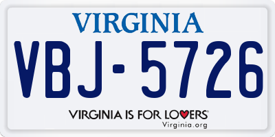 VA license plate VBJ5726