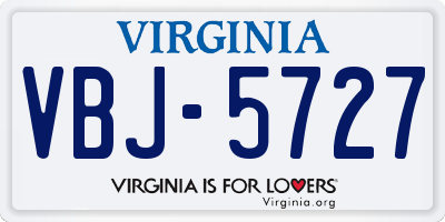 VA license plate VBJ5727