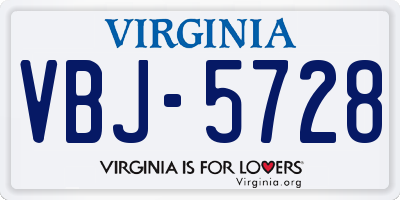 VA license plate VBJ5728