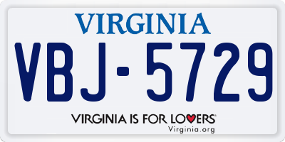 VA license plate VBJ5729