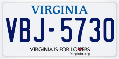 VA license plate VBJ5730